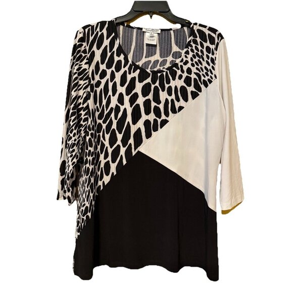 Serengeti Women's 100% Cotton Animal Print 3/4 Sleeve Stretch Blouse size XL - Picture 1 of 3